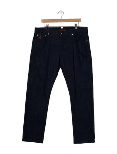 Pre-owned Isaia Mid-rise Straight Leg Jeans W/ Tags In Blue