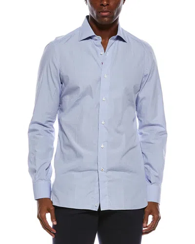 Isaia Milano Linen-blend Shirt In Blue