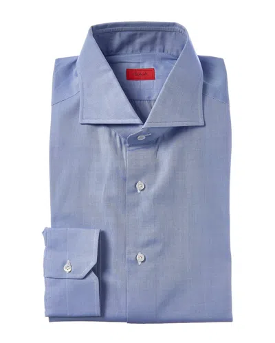Isaia Cotton Mix Dress Shirt In Blue