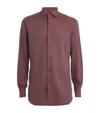 Isaia Mix Dress Shirt In Brown
