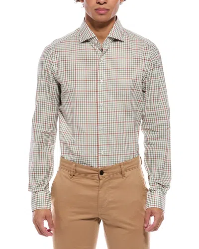 Isaia Mix Dress Shirt In Brown