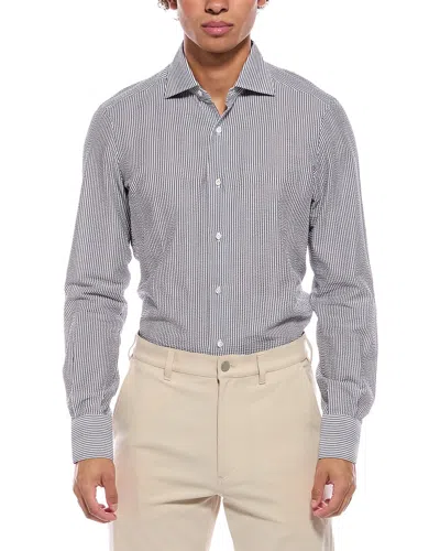 Isaia Mix Seersucker Dress Shirt In Blue