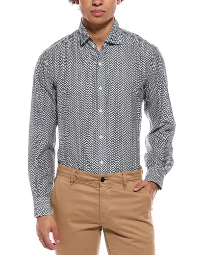 Isaia Mix Silk-blend Sport Shirt In Blue