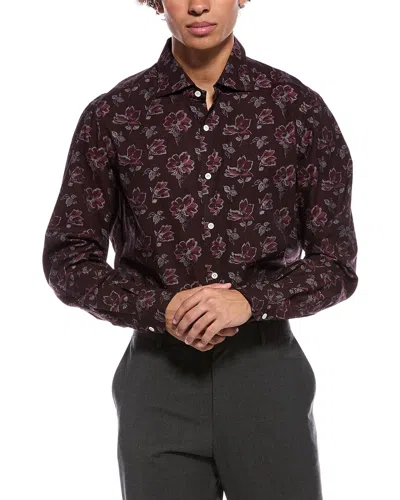 Isaia Mix Sport Shirt In Animal Print