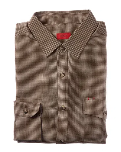 Isaia Mix Wool Sport Shirt In Animal Print
