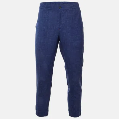 Pre-owned Isaia Napoli Isaia Blue Wool & Linen Blend Regular Fit Pants M