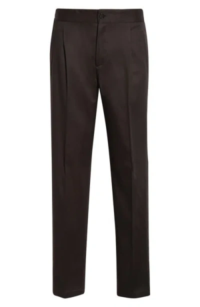Isaia New Stretch Cotton & Wool Trousers In Brown