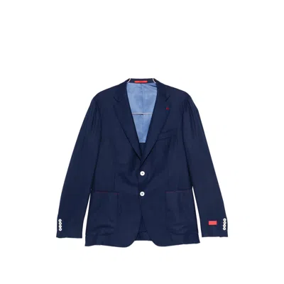 Isaia Notched-lapels Suit In Blue