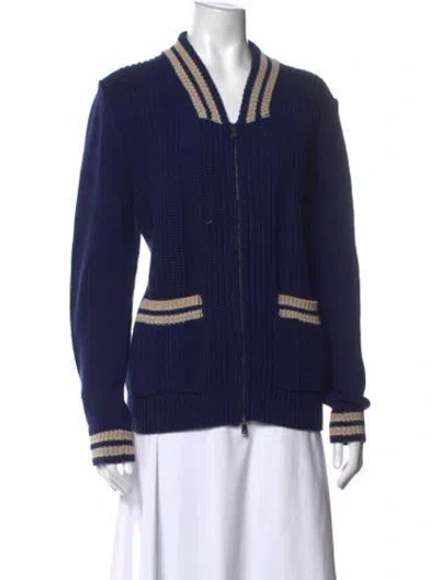 Pre-owned Isaia Open Front Sweater In Blue