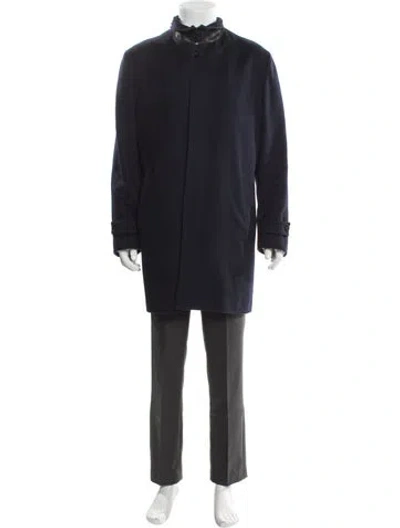 Pre-owned Isaia Overcoat In Blue