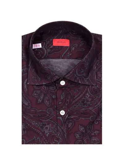 Isaia Paisley-print Cotton Shirt In Brown