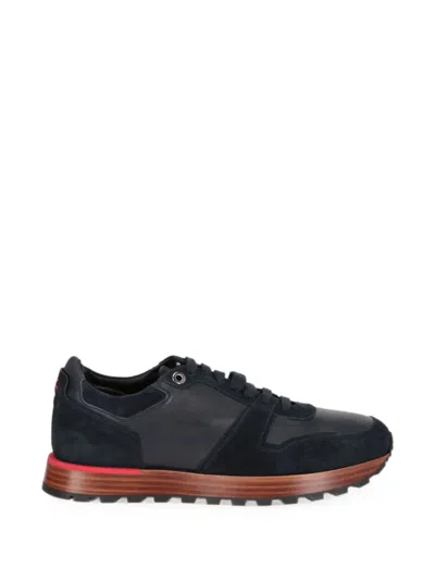 Isaia Panelled Leather Sneakers In Black