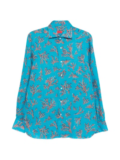 Isaia Patterned Shirt In Blue