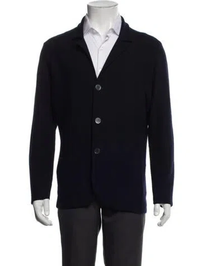 Pre-owned Isaia Peacoat In Blue