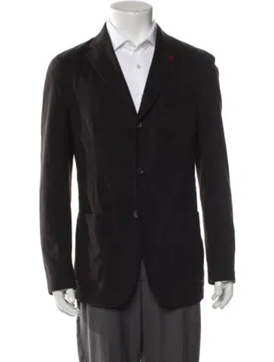 Pre-owned Isaia Peacoat In Gray