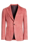 Isaia Rose Suede Single-breasted Blazer In Pastel Pink