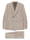 Isaia Pinstripe Double-breasted Suit In Gold