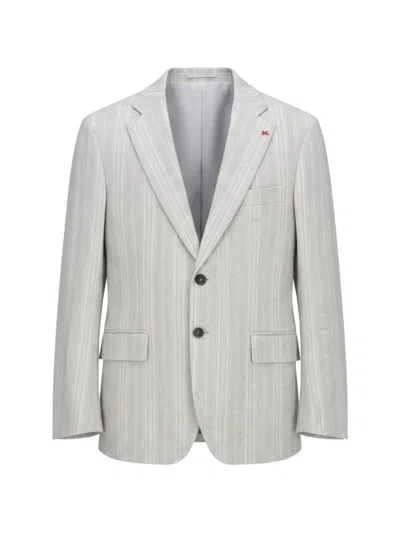 Isaia Pinstripe Single-breasted Jacket In Gray