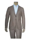 Isaia Pinstripe Wool-silk-linen Suit In Brown