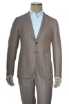 Isaia Pinstripe Wool-silk-linen Suit In Brown