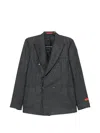 Isaia Pinstriped Double-breasted Suit In Gray