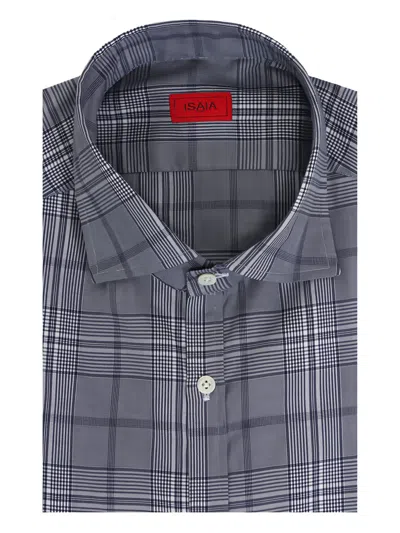 Isaia Plaid Button Shirt In Blue
