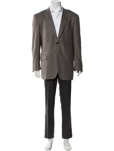 Pre-owned Isaia Plaid Print Blazer In Black/brown