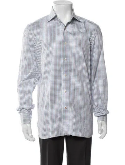 Pre-owned Isaia Plaid Print Long Sleeve Dress Shirt