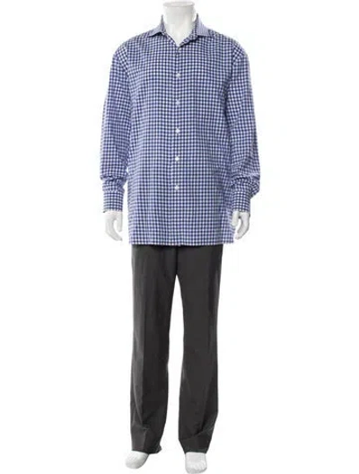 Pre-owned Isaia Plaid Print Long Sleeve Dress Shirt In Multi