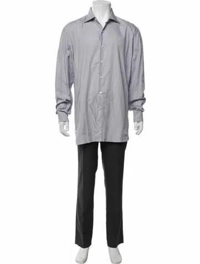 Pre-owned Isaia Plaid Print Long Sleeve Dress Shirt In Neutral