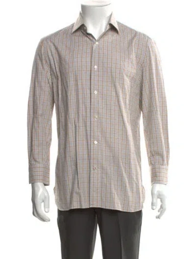 Pre-owned Isaia Plaid Print Long Sleeve Shirt In Multi
