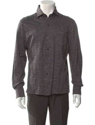 Pre-owned Isaia Plaid Print Long Sleeve Shirt In Red