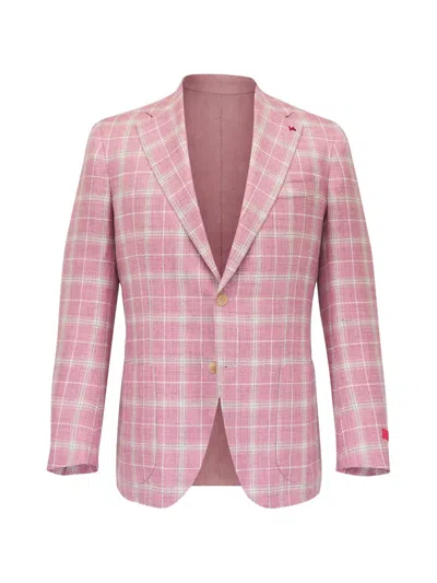Isaia Plaid Two-button Blazer In Multi