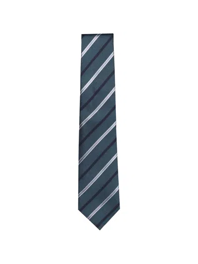 Isaia Pointed Striped Tie In Blue