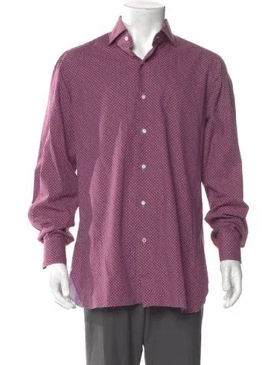 Pre-owned Isaia Polka Dot Print Long Sleeve Shirt In Purple