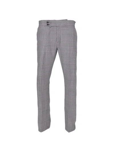 Isaia Prince Of Wales Check-pattern Trousers In Gray