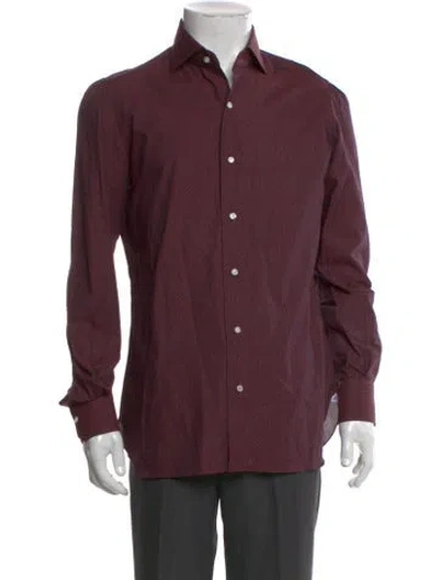 Pre-owned Isaia Printed Long Sleeve Shirt In Burgundy