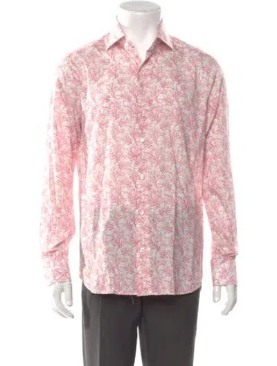 Pre-owned Isaia Printed Long Sleeve Shirt In Pink