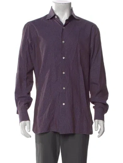 Pre-owned Isaia Printed Long Sleeve Shirt In Purple