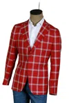 Isaia Red Windowpane Sport Jacket In Multi