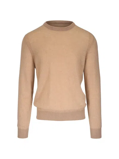 Isaia Ribbed Crew-neck Sweater In Brown
