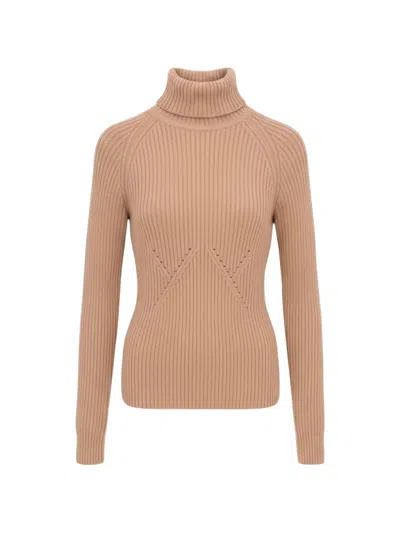 Isaia Ribbed-knit Roll-neck Sweater In Brown