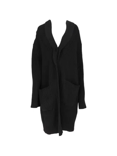 Isaia Ribbed-knit Shawl-lapel Coat In Black