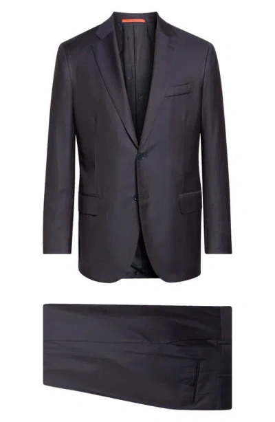 Isaia Sanita Aquaspider Super 160s Wool Suit In Blue