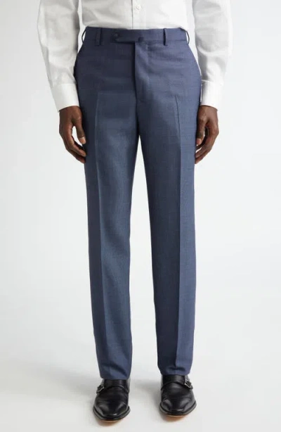 Isaia Sanita Textured Wool Suit In Medium Blue