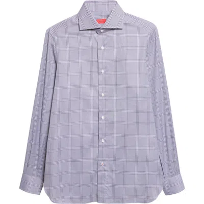 Isaia Sartorial Glencheck Button-up Shirt In Purple
