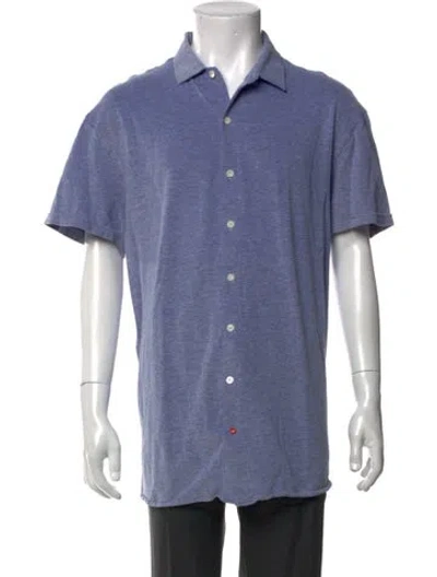 Pre-owned Isaia Short Sleeve Shirt In Blue