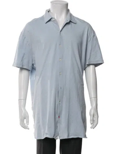 Pre-owned Isaia Short Sleeve Shirt In Blue