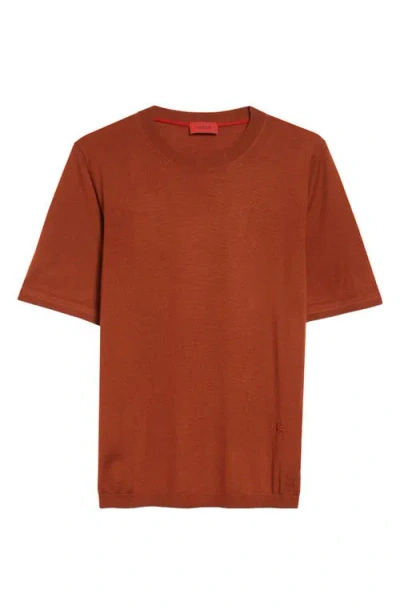 Isaia Short Sleeve Wool, Silk & Cashmere Sweater In Orange