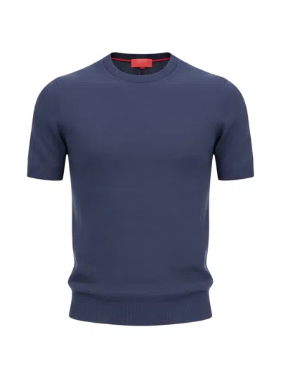 Isaia Short-sleeved Crew-neck Knitted T-shirt In Multi